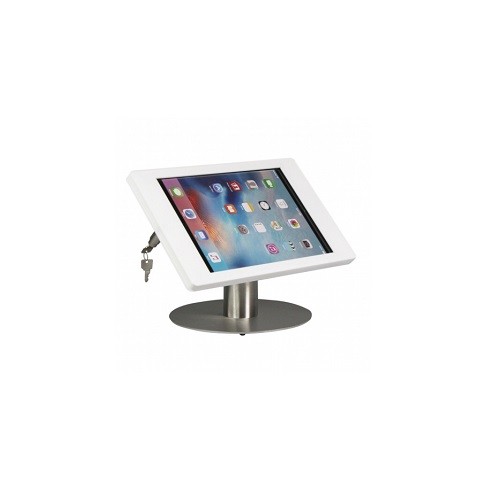 Ipad & Universal Tablet Holder with Lock - Table Top - Silver