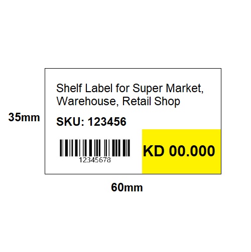 Shelf Label 60mm X 35mm Thermal Transfer Label with Black Mark in Kuwait (TTR)