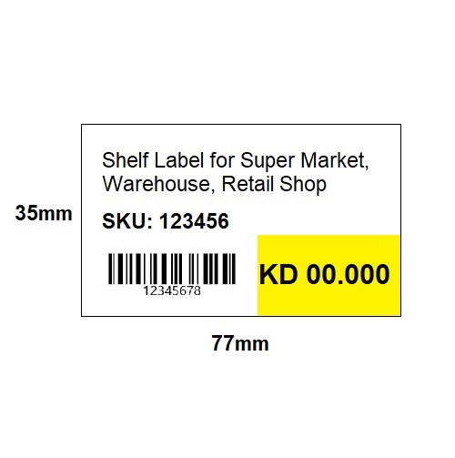 Shelf Label 77mm X 35mm Thermal Transfer Label with Black Mark in Kuwait (TTR)